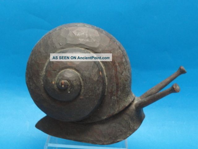 Huge Signed Antique Arts & Crafts Carved Wood Snail ~ 11 