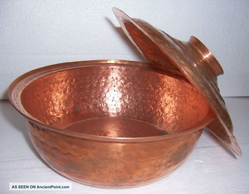 Arts & Crafts Hammered Copper Bowl With Lid Set Arts & Crafts Movement photo