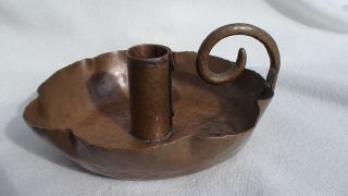Arts Crafts Mission Hand Hammered Copper Candle Holder photo
