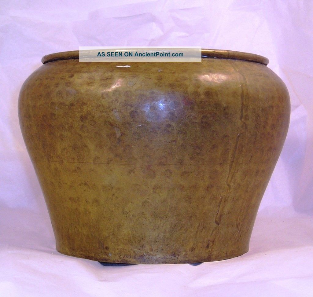 Old Handmade Hammered Brass Vessel C7 Arts & Crafts Movement photo