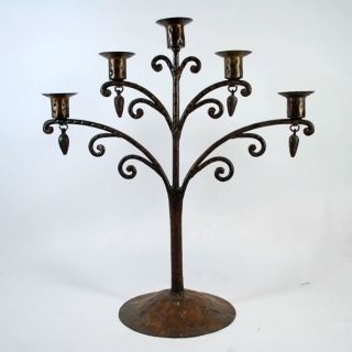 Arts And Crafts Hammered Wrought Iron Candelabra photo