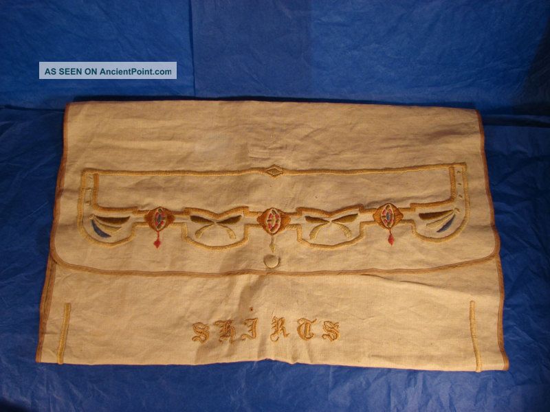 Arts & Crafts Needlepoint Linen Travel Wrap For Shirts Arts & Crafts Movement photo