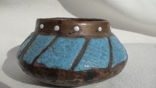 Arts Crafts Enameled Copper Bowl photo