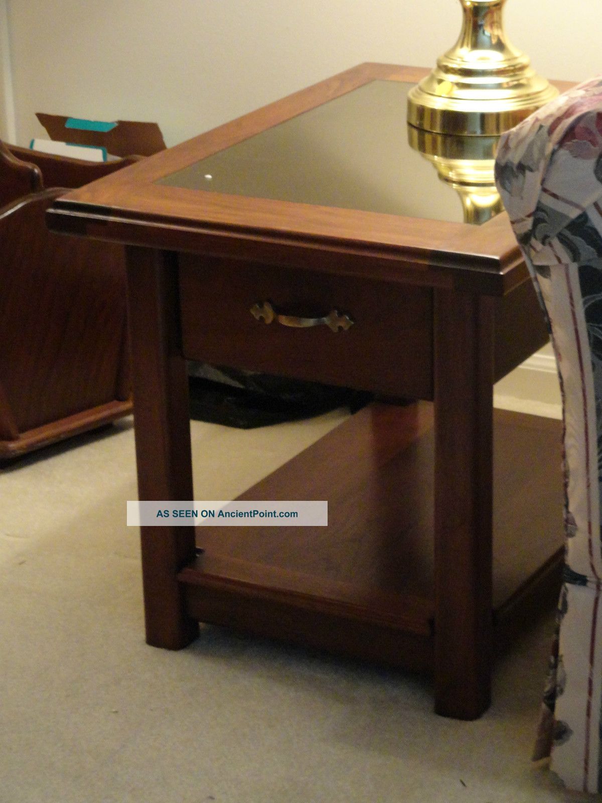 Pair Of Walnut & Mirror Arts & Crafts Style End Tables Arts & Crafts Movement photo