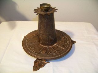 Vintage Arts & Crafts Bronze/copper Lamp Base W Feet photo