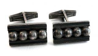 Early Hand Wrought Kalo Chicago Geometric Sterling Silver Cuff Links photo