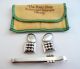 Early Hand Wrought Kalo Chicago Sterling Cuff Links & Tie Bar + Orig Pouch Arts & Crafts Movement photo 2