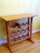 Red Oak Trestle Table With Wine Rack Base,  Custom Made Arts & Crafts Movement photo 3