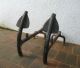 1920s - 1930s Vintage Anchor Shaped Arts & Crafts Period Solid Cast Iron Andirons Arts & Crafts Movement photo 1
