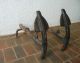 1920s - 1930s Vintage Anchor Shaped Arts & Crafts Period Solid Cast Iron Andirons Arts & Crafts Movement photo 3