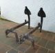 1920s - 1930s Vintage Anchor Shaped Arts & Crafts Period Solid Cast Iron Andirons Arts & Crafts Movement photo 4