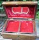 Primitive Turned Wood Compartment Chest Box Brass Inlaid Trinket Scholar Boxes photo 1
