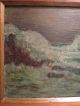 Antique American Seascape Waves Oil On Wood Board Special Frame Fine Painting Arts & Crafts Movement photo 1