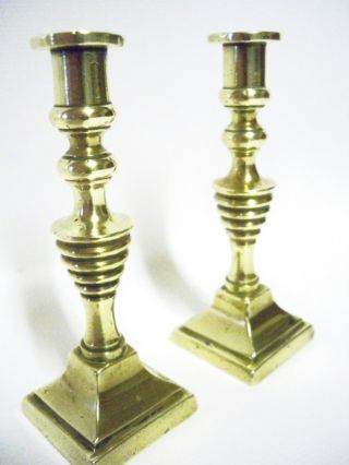 Antique Miniature Brass Candlesticks - Bee Hive Styling photo