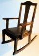 Arts & Crafts Or Mission Style Childs Antique Wood Rocking Chair W/leather Seat 1900-1950 photo 1