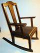 Arts & Crafts Or Mission Style Childs Antique Wood Rocking Chair W/leather Seat 1900-1950 photo 5