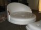Vintage White Round Vinyl Tufted Chair & Ottoman~retro~eames Era~mid Century Mid-Century Modernism photo 4