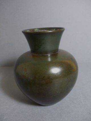 Vintage Scandinavian Gab Bronze Patinated Vase Swedish Signed photo