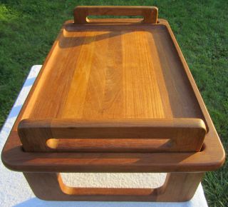 Vintage Dansk Teak Wood Convertible Bed Tray Butlers Serving Table Modern Design photo