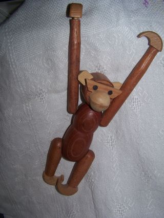 Vtg Kay Bojesen Zooline Style Hanging Wood Jointed Monkey Mid - Century Danish Mod photo