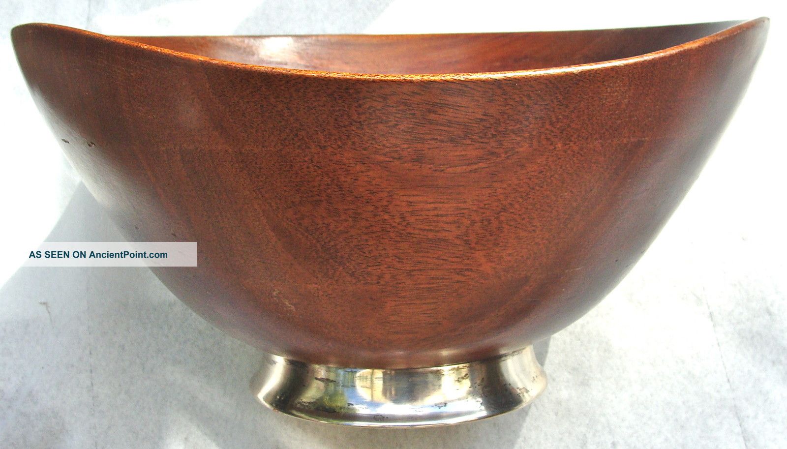 Mid Century Modern Wood Sterling Silver Large Bowl Other photo