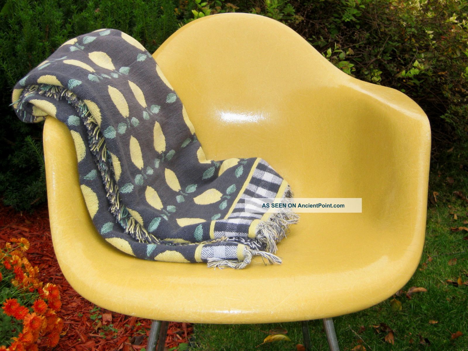 Eames Herman Miller Yellow Ochre Light Fiberglass Arm Shell Chair Midcentury Mid-Century Modernism photo