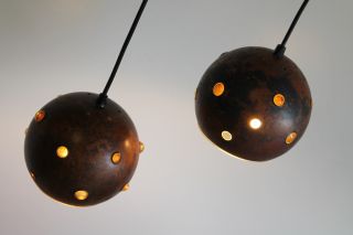 1960`s Set Bronze Glass Lights Globes Raak Mid Century Modern Eames Era photo