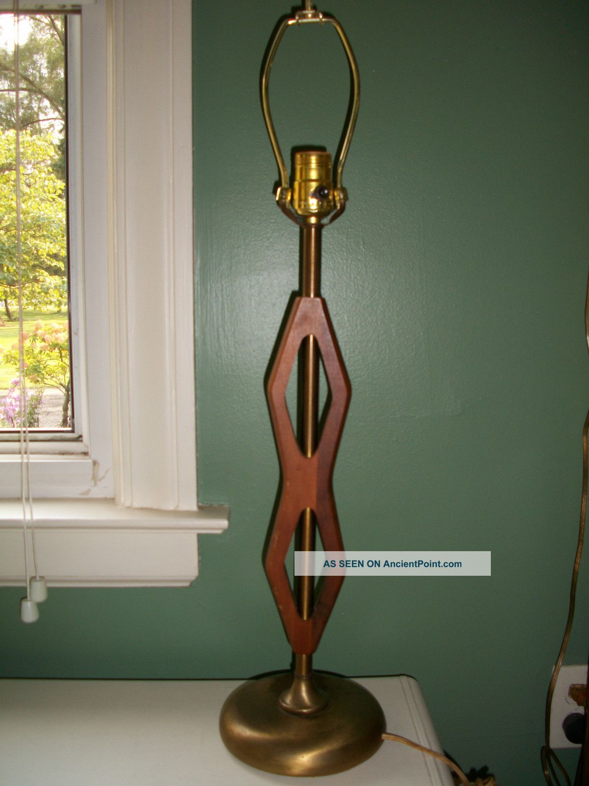 Mid Century Modern Danish Teak & Brass Table Lamp Gorgeous Mid-Century Modernism photo
