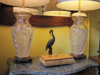 Fantastic Pair Of Vintage Crystal Marbro Lamps Urn Form photo