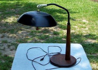 Vtg Mid - Century - Moderm Machine Age Table Desk Lamp Walnut Metal Danish Eames photo
