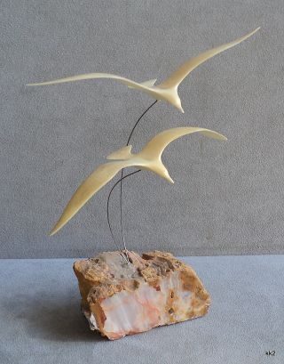Vintage Mid - Century Seagull Sculpture By Marvin Wernick 1974 Marble Base - Estate photo