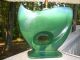 Vintage Mid Century Modern Green Pottery Lamp With Finnial & Shade Lamps photo 10