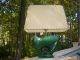 Vintage Mid Century Modern Green Pottery Lamp With Finnial & Shade Lamps photo 11