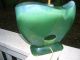 Vintage Mid Century Modern Green Pottery Lamp With Finnial & Shade Lamps photo 1