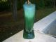 Vintage Mid Century Modern Green Pottery Lamp With Finnial & Shade Lamps photo 2