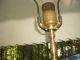 Vintage Mid Century Modern Green Pottery Lamp With Finnial & Shade Lamps photo 5