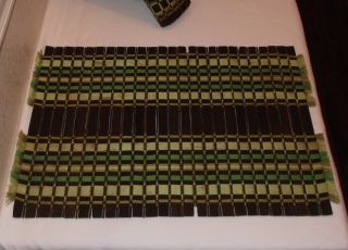 Mid Century 6 Bamboo Wood Slat With Shades Of Green Thread Place Mats 1950 - 1960s photo