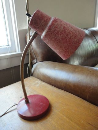 Vintage Red Mid - Century Modern 1950 ' S Fiber Glass Desk Lamp photo