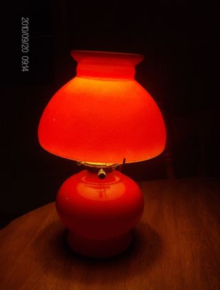 Bright Orange Table Lamp - Mid - Century Modern Kerosene Lantern Converted - Awesome photo
