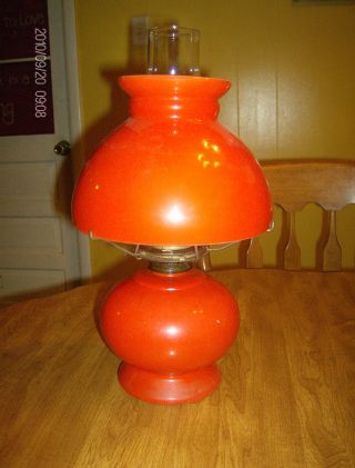 Bright Orange Table Lamp - Mid - Century Modern Kerosene Lantern - Awesome Fall Decor photo