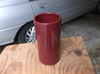 Haeger Art Pottery Mid - Century Modern Gloss Burgundy Cylinder Vase 1975+ Minty photo