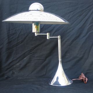Outrageous Space Age Mid Century Modern Ufo Flying Saucer Chrome Lamp photo