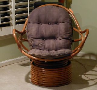 70 ' S Bamboo Modern Swivel Rattan Chair photo