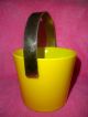 Vintage Mid Century Orrefors Fuga Glass Ice Bucket W/ Metal Handle Lemon Yellow Mid-Century Modernism photo 4