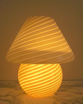 Vintage Mushroom Murano Swirl Glass Lamp Mid Century photo