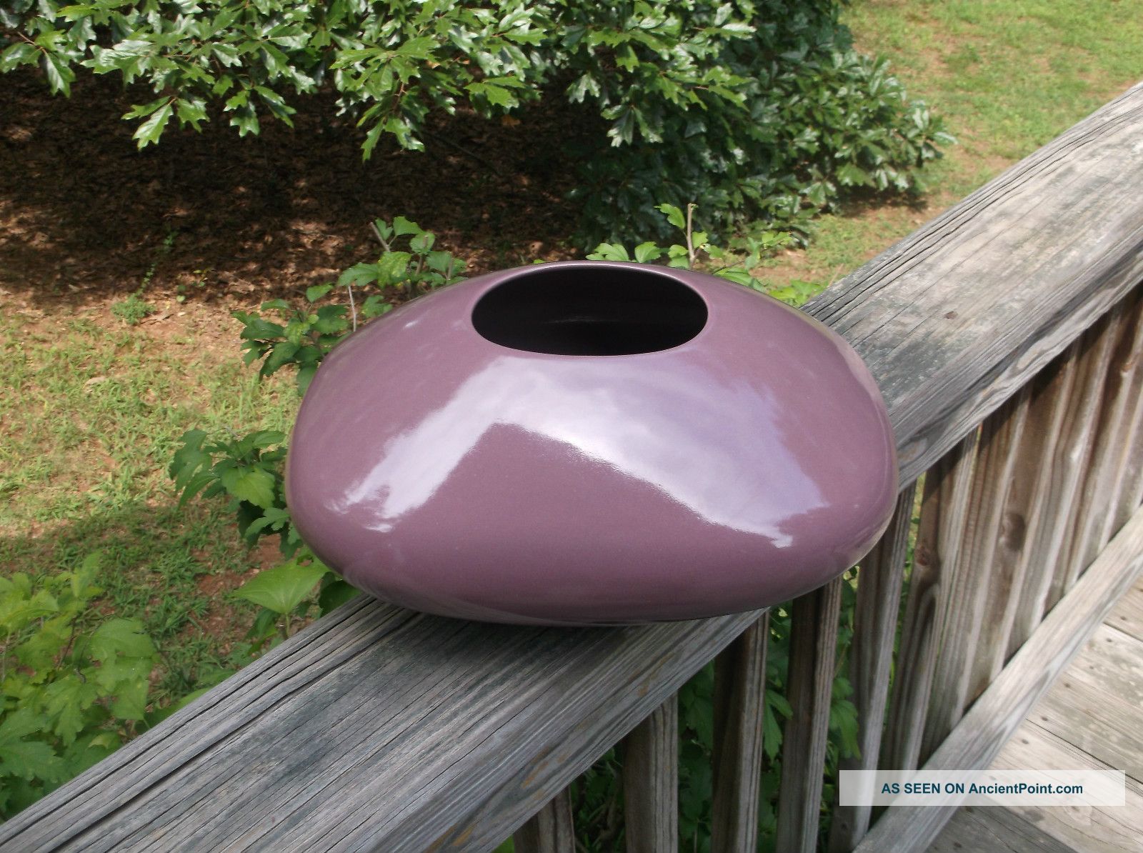 Haeger (?) Mid - Century Modern Plum Glaze American Art Pottery Pillow Vase Minty Mid-Century Modernism photo