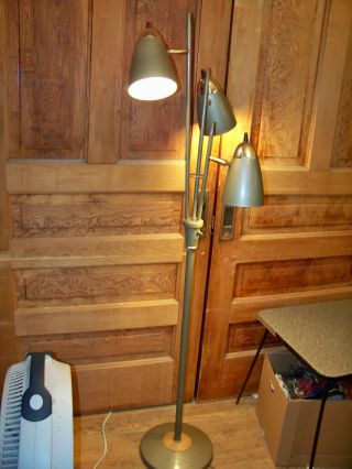 Mid Century Eames Era Atomic 3 Light Floor Lamp Pole Lamp photo
