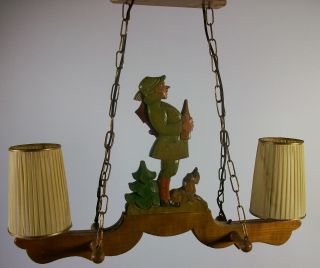 Old Bavarian Wood Lamp / Pendant / 50/60s photo