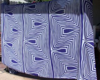 Vintage Op Art Fabric - - Bold,  Geometric Pattern In Cobalt Blue And White photo