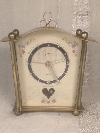 Vintage West German Jewelled Cherub Painted Alarm Clock Signed photo